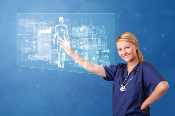 istock Person touching full body analyze concept 1176978449