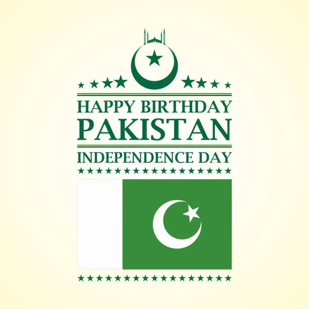 Vector illustration of Happy Independence Day 14 August Pakistan Greeting Card