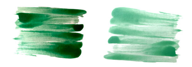 istock Abstract stripes on white background. Isolated. Hand-drawn background. Aquarelle brush stains on paper. Green color. 1176986137