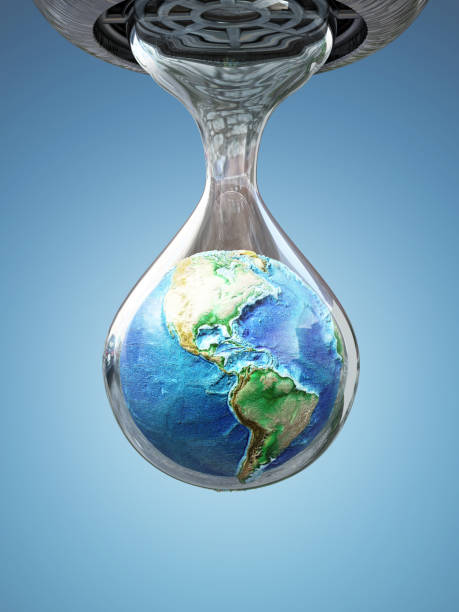 ziemia wewnątrz kropli wody kapie - save the planet zdjęcia i obrazy z banku zdjęć