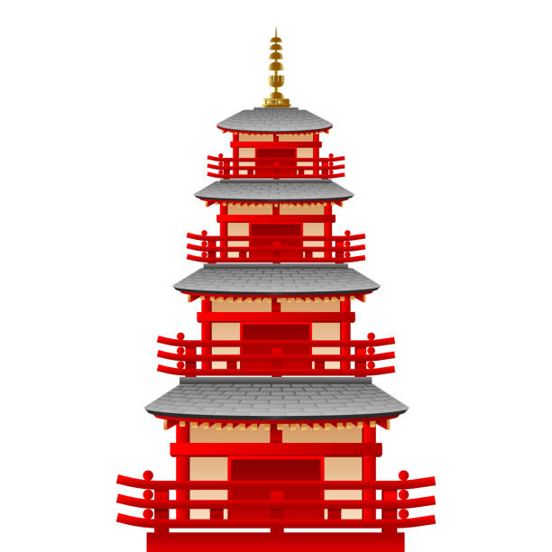 Temple tower in japan, vector Illustration, Japanese famous place and landmark, travel concept Temple tower in japan, vector Illustration, Japanese famous place and landmark, travel concept osaka japan stock illustrations