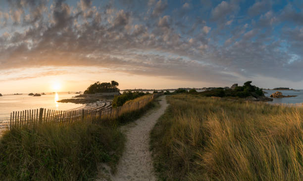 istock idyllic coast panorama at sunset with sandy footpath leading into the distance 1176991586
