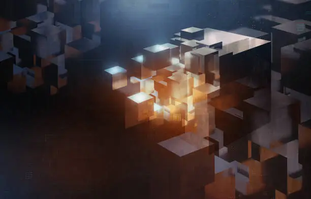 Photo of Abstract Sci-fi background with 3D cubes formation