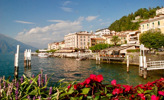 Beautiful Lake Como, Bellagio and flowers