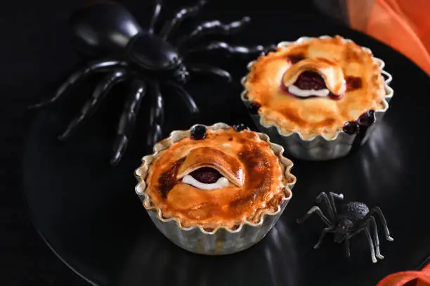 Photo of Halloween mini Creepy Eye Cakes with cherry filling