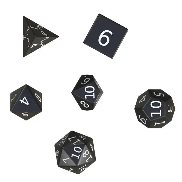 3D rendering illustration of some role playing game dice