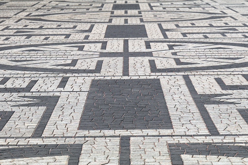 The labyrinth at Gustav Vigeland sculpture park surrounds the main fountain. The labyrinth is approx. 4 kilometers long. Photographed July 12, 2019.