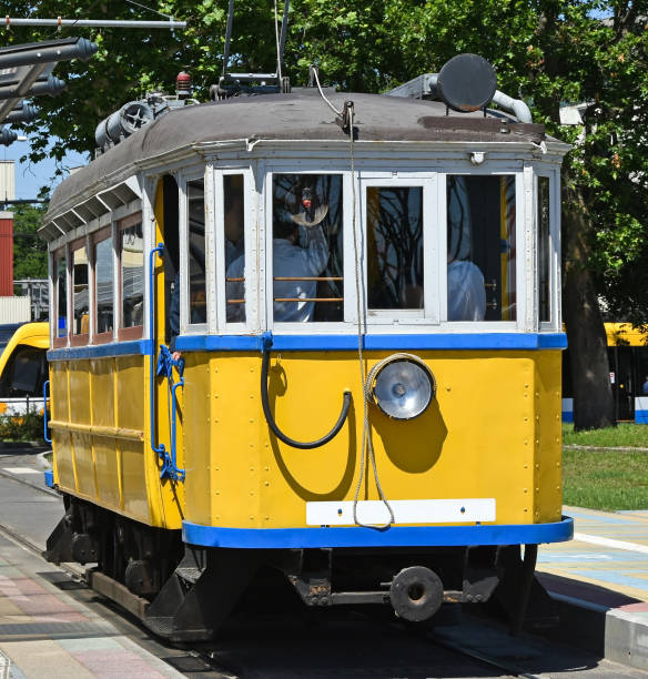 istock Old yellow tram in the city 1176998042