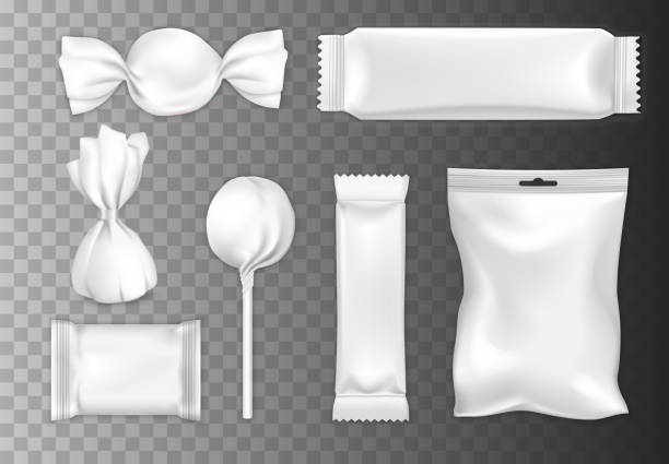 ilustrações, clipart, desenhos animados e ícones de chocolate e doces que empacotam o jogo branco do mockup, ilustração isolada vetor - chocolate candy bar chocolate candy foil