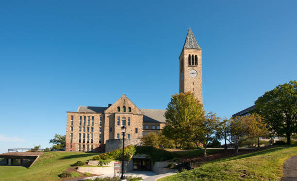 la biblioteca uris e la mcgraw tower della cornell university - mcgraw foto e immagini stock