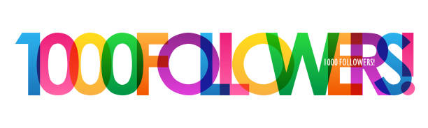 1000 FOLLOWERS! vector typography banner 1000 FOLLOWERS! colorful typography banner number 1000 stock illustrations