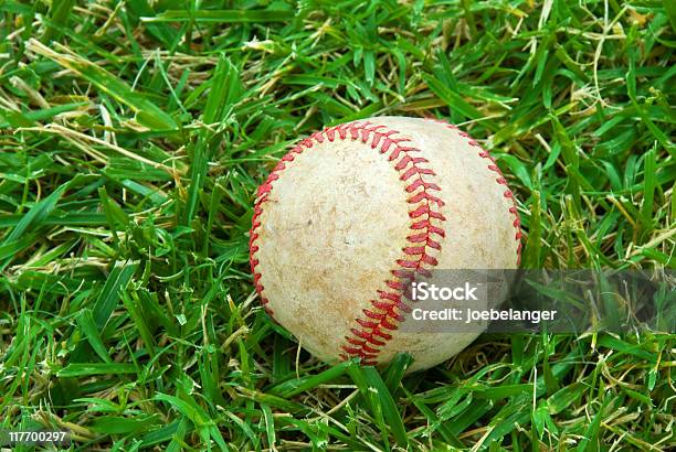 Béisbol On Grass Field Foto de stock y más banco de imágenes de Aire libre - Aire libre, Brizna de hierba, Campo - Lugar deportivo