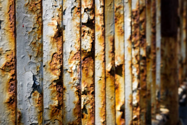 istock Close up of rusty iron bridge railing. 1177004522