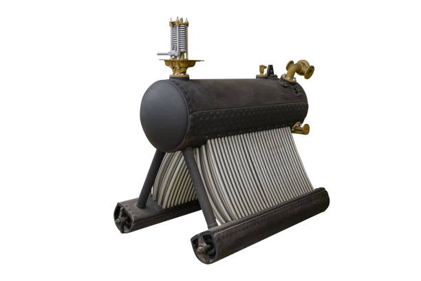 vintage steam boiler isolated on white background