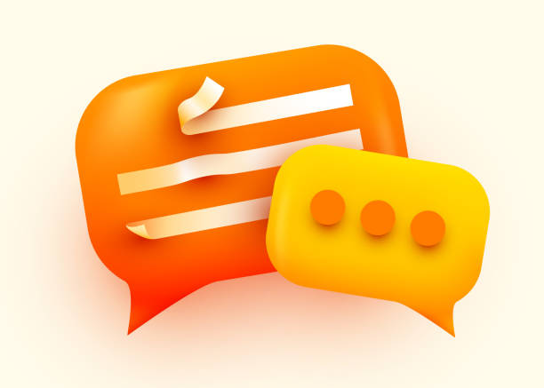 3d chat-blase. talk, dialog, messenger oder online-support-konzept. begriff. - blog discussion internet communication stock-grafiken, -clipart, -cartoons und -symbole