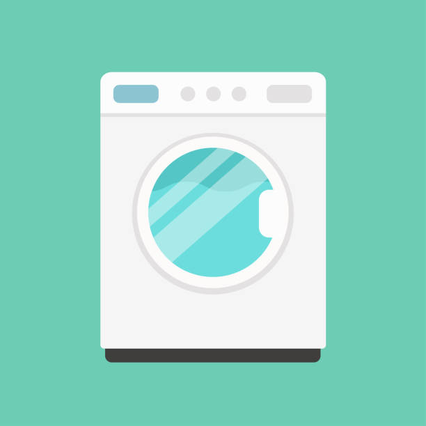 çamaşır makinesi düz simge vektörü - washing machine stock illustrations