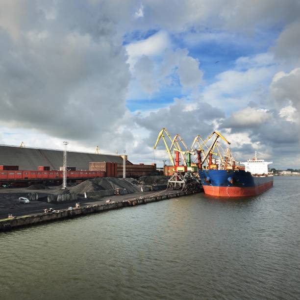 istock Large bulker ship loading coal in Ventspils free port 1177018485