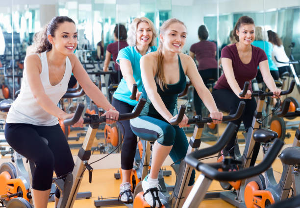 istock Positive charming elderly and young women working out hard 1177019286