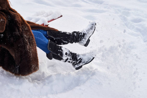 istock Women's winter boots in the snow. 1177019368