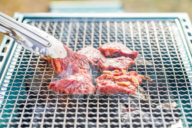 Beef barbecue in outdoor camping