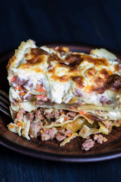 istock baked lasagna pie with meat and cheese, sauce 1177024970
