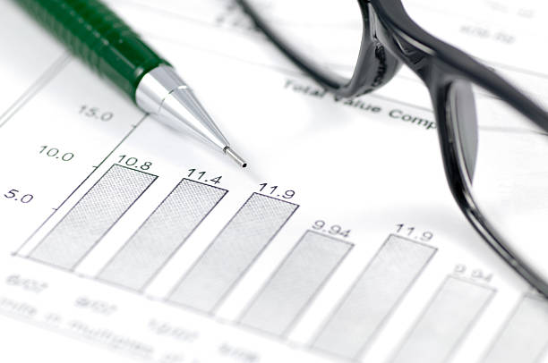 istock Pen with glasses on stock chart. 117702717