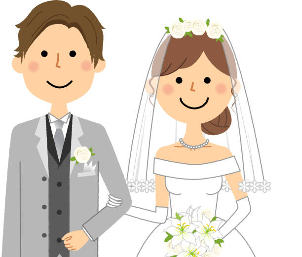 braut und bräutigam, hochzeit - bride women wedding flower stock-grafiken, -clipart, -cartoons und -symbole