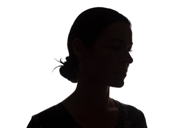 istock Silhouette young girl side view with hairstyle - isolated 1177028230