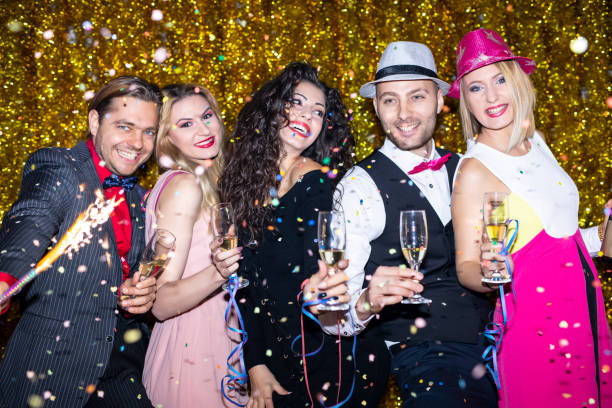 istock Group of friends having fun at party 1177028232
