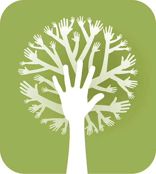 Vector illustration of hands tree