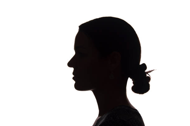 istock Silhouette young girl side view with hairstyle - isolated 1177029056