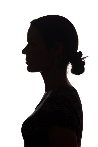 istock Silhouette young girl side view with hairstyle - isolated 1177029073