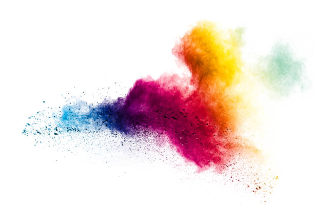 istock Colorful powder explosion on white background.Pastel color dust particle splashing. 1177029084