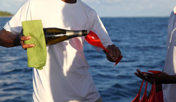 Champagne at sunset on the tropical island of Zanzibar