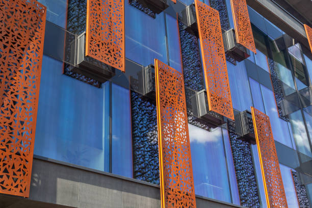 Glass facade of the building