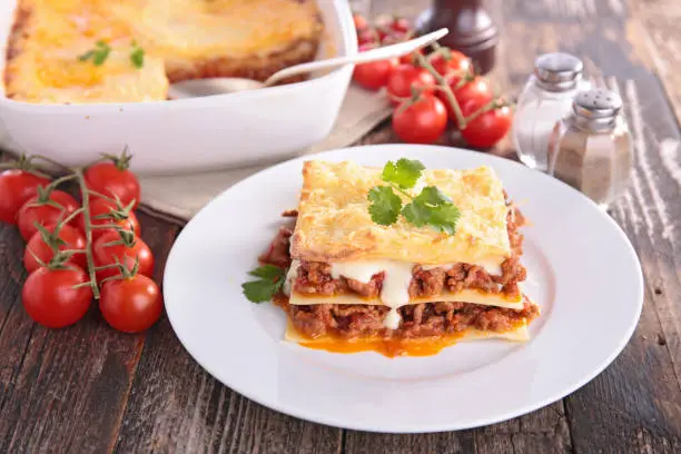 lasagne with minced beef, cream and cheese