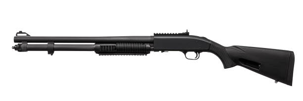 istock modern black shotgun isolated on white background 1177041544