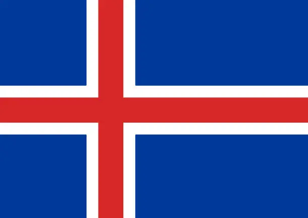 Vector illustration of The national flag of Iceland