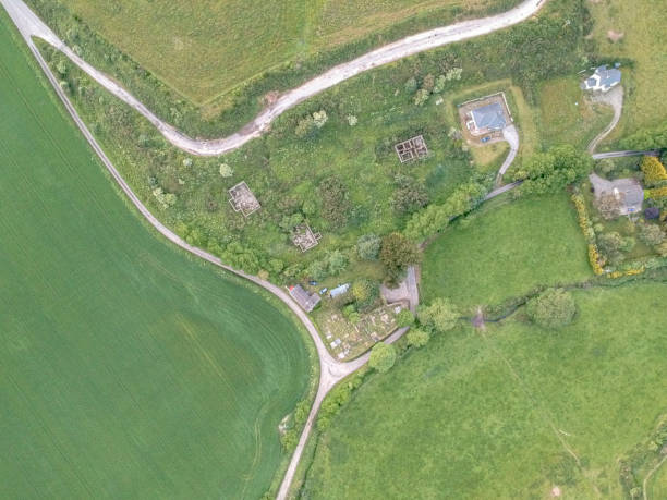 istock Aerial view of stunning green fields 1177045339