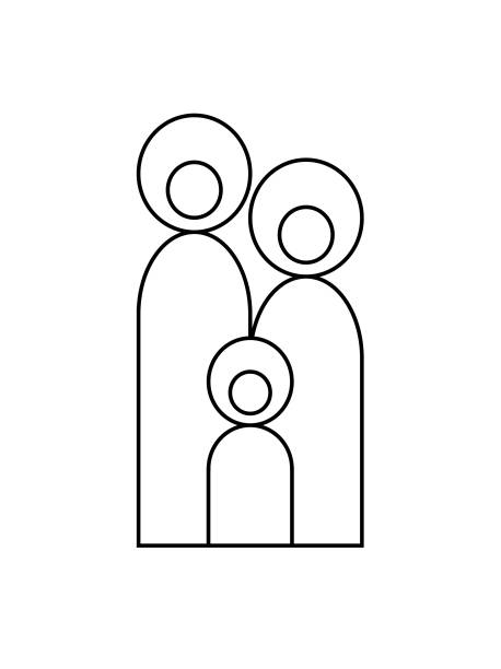 illustrazioni stock, clip art, cartoni animati e icone di tendenza di biglietto di natale astratto della sacra famiglia - family abstract child religious icon