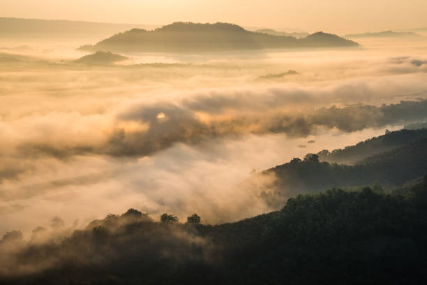 istock Sunrise and the mist in winter morning 1177048135