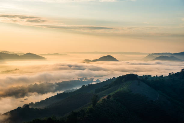 istock Sunrise and the mist in winter morning 1177048379