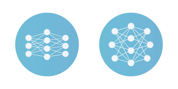 Artificial intelligence, deep learning, machine learning design concept Artificial neural network icons. Artificial intelligence, deep learning, machine learning symbols. Flat vector illustration deep learning stock illustrations