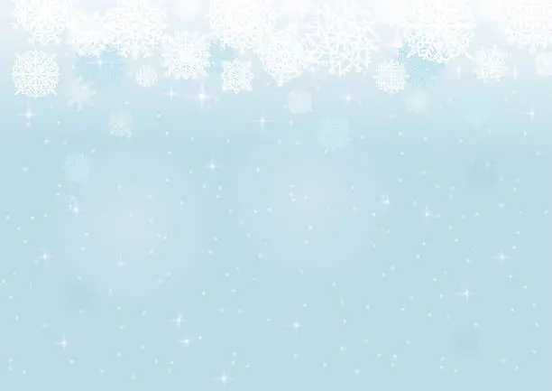 Vector illustration of White snow on the blue mesh background, winter and Christmas theme. Abstract vector card with snowflakes.