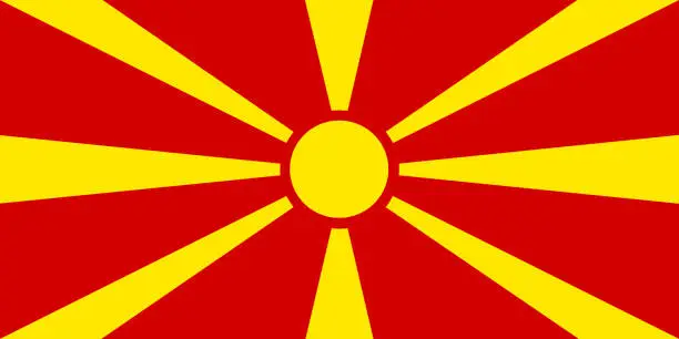 Vector illustration of The national flag of Macedonia