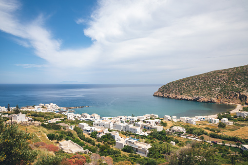 Tranquil seaside village Apollonas on Naxos island.