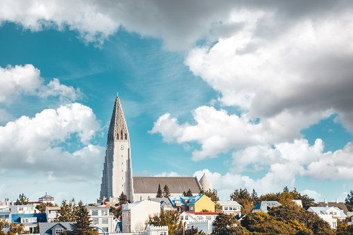 Famous Reykjavik's cathedral Hallgrimskirkja (Iceland).