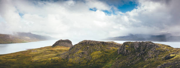 Panoramic view on beautiful Icelandic landscape (East Fjords).
