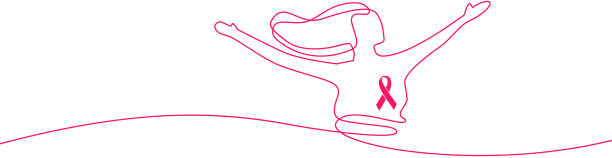 рак осведомленности девушка - символическая лента рака груди иллюстрации stock illustrations