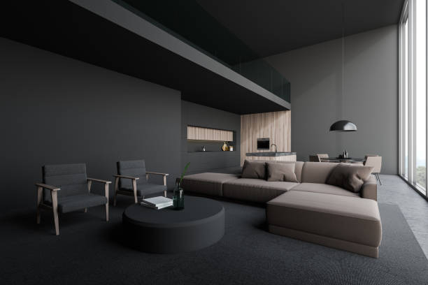 istock Gray living room and kitchen corner 1177062716
